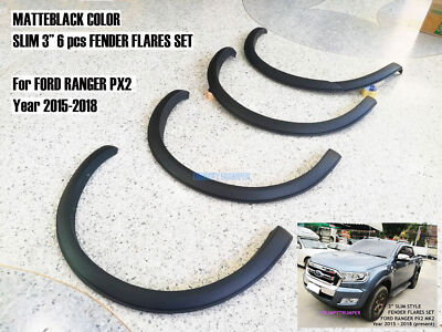 MATTEBLACK 3'' SLIM FENDER FLARES ARCH For FORD RANGER T6 PX WILDTRAK 2015-2018