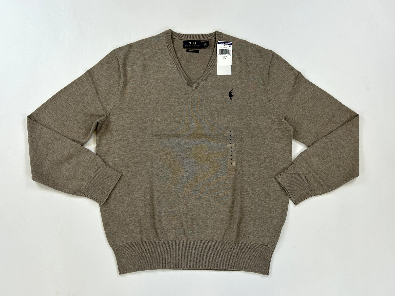 Свитер Polo Ralph Lauren Pima с длинным рукавом и V-образным вырезом - Коричневый - Размер: Средний