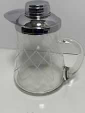 Gilley Mid-Century Chill-It Diamond Etched Glass Beverage Pitcher