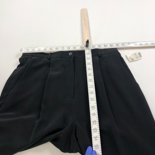 Due Per Due NEW 14 (Fit 32W 32L) 100% Silk High Rise Trouser Pants Black Vtg - Picture 6 of 11