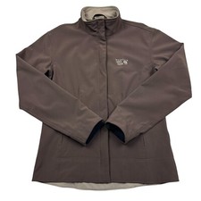 Mountain Hardwear Women's Full Zip SoftShell Jacket Brown Fleece Lined Size M