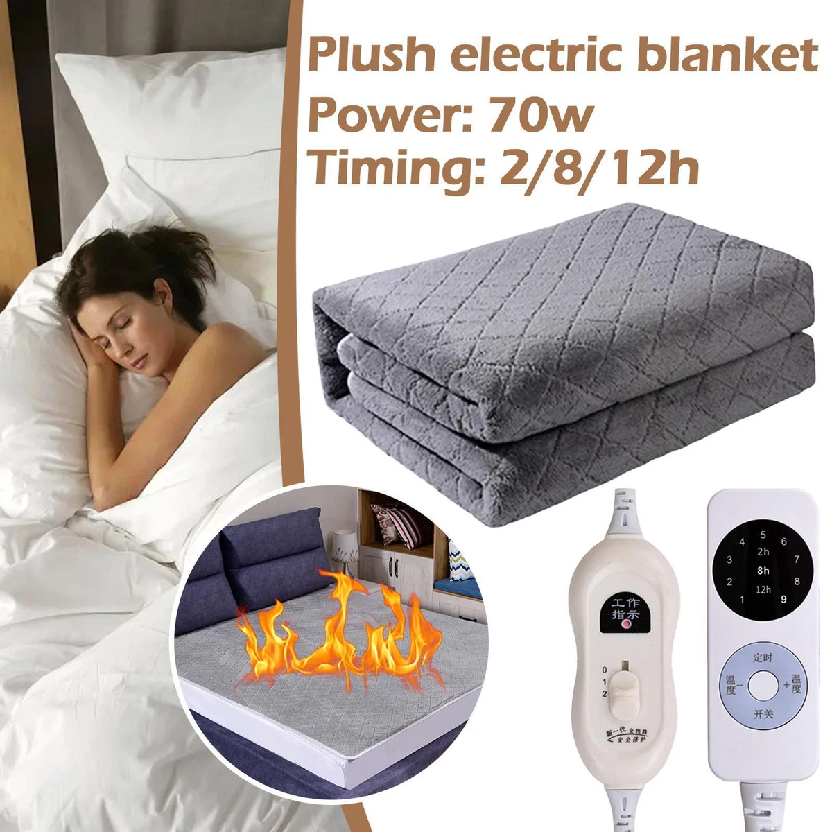 Electric Blanket Heated Washable Timer Under Luxury Size Usual Single | eBay