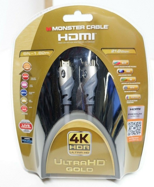 HDMI Monster Cable, 4K HDR Ultra HD Gold, 6ft., new eBay