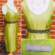Ladies Michaela Louisa Size 12 Lime Green Dress Wedding Summer Holiday S7