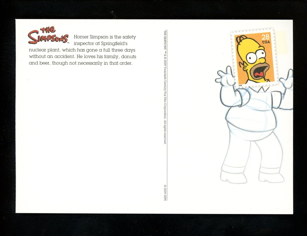 Postcard Comic postal card 2009 USPS The Simpsons TV Fox Homer | eBay