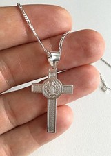 925 Sterling Silver Saint Benedict Cross Pendant 18