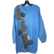 Vintage Koala Wool Sweater 80s Bett Smart Australia Hand Knit Long Pullover M-L
