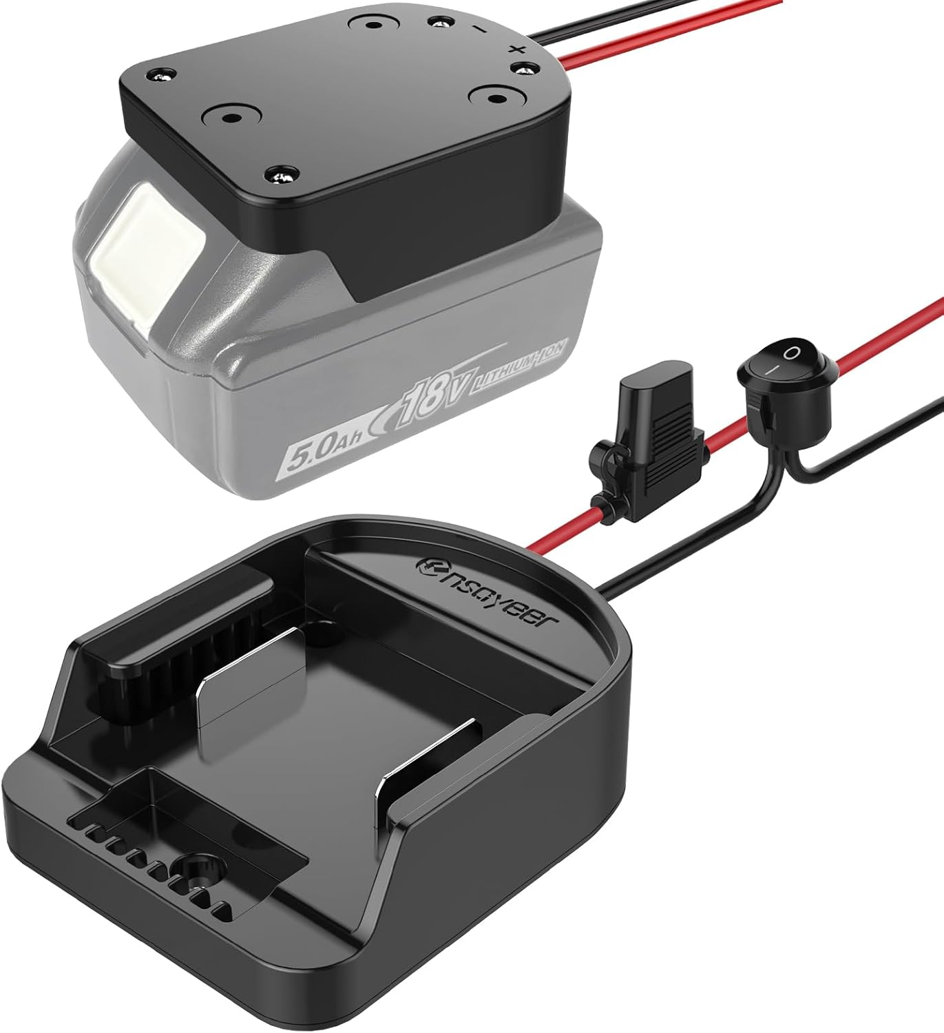 Power Wheel Adapter with Fuse & Switch, Secure Battery Adapter for 18V Lithium B