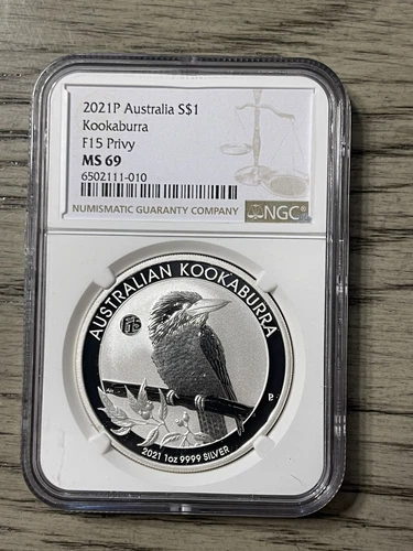 2021 Perth Australia Kookaburra 1oz Silver Coin F15-Privy NGC MS69