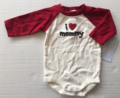 NWT Gymboree Snow Panda 0-3 Months Red I Love Mommy Raglan Bodysuit