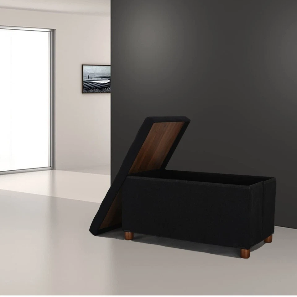 Ao Lei Storage Ottoman Black 30 x 15 x 15. New - Image 3 of 4