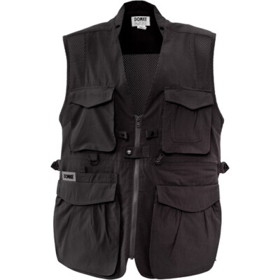 DOMKE PhoTOGS Vest 100 Percent Cotton, 12 Pockets, Padded Collar, Black, Medium