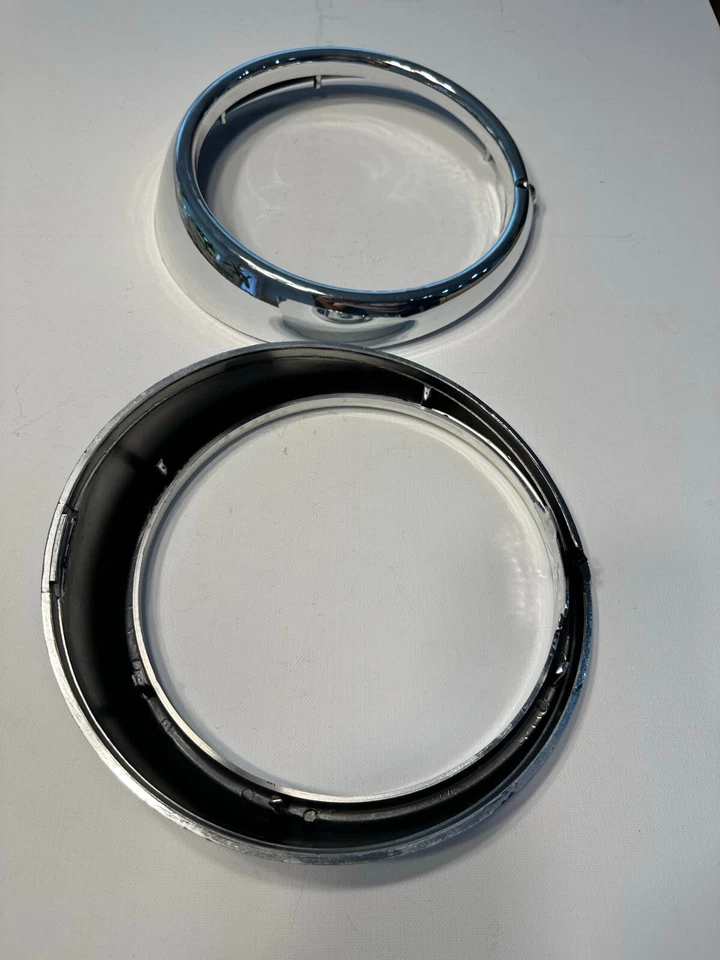 Juego de 2 faros cromados VW Volkswagen anillo de ajuste insecto escarabajo bus cosa tipo 3 Foto 3 de 4