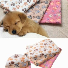 Warm Pet Mat Small Large Paw Print Cat Dog Puppy Fleece Soft Blanket Cushion Pet