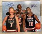 Magic Johnson & Larry Bird w/ MICHAEL JORDAN signed 20X16 poster JSA Dream Team