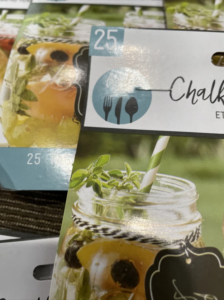 12 X Amscan Foodie Finds 25 Pcs Chalkboard Tags & Twine 2”x3” Tags Twine 25 Ft - Image 4 of 4