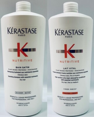 Nutritive : Bain Satin 1000ML + NEW Lait Vital 1000ML Kerastase