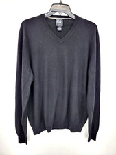 Jos A Bank Traveler Collection Sweater Mens XL Black Merino Wool V-Neck Pullover