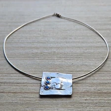 Silpada Didae Blue Opal Slide Pendant - 16" Sterling Silver Necklace N0842