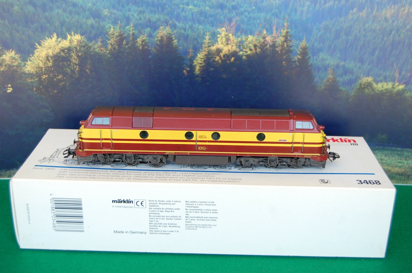 Märklin HO Diesellok Serie 1800 der CFL, Art. 3468.1, rotbraun gelb, Delta, 800 Märklin HO Diesellok Serie 1800 der CFL, Art. 3468.1, rotbraun gelb, Delta, 800