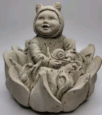 HEAVY 1998 CARRUTH STONE PIXIE FAIRY BABY GARDEN SCULPTURE