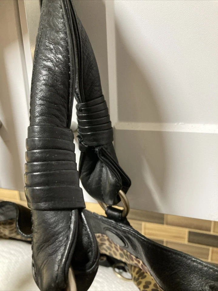 Sigrid Olsen Black Leather Shoulder Bag Purse Tote Large soft Pebble Leather - Image 3 of 4