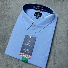 Ben Sherman Men's XL Blue Oxford Long-Sleeve Button down Shirt Stretch L1371
