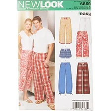 U06859A New Look Sewing Misses' and Mens' Pajama Pants and Shorts Sewing Patt...