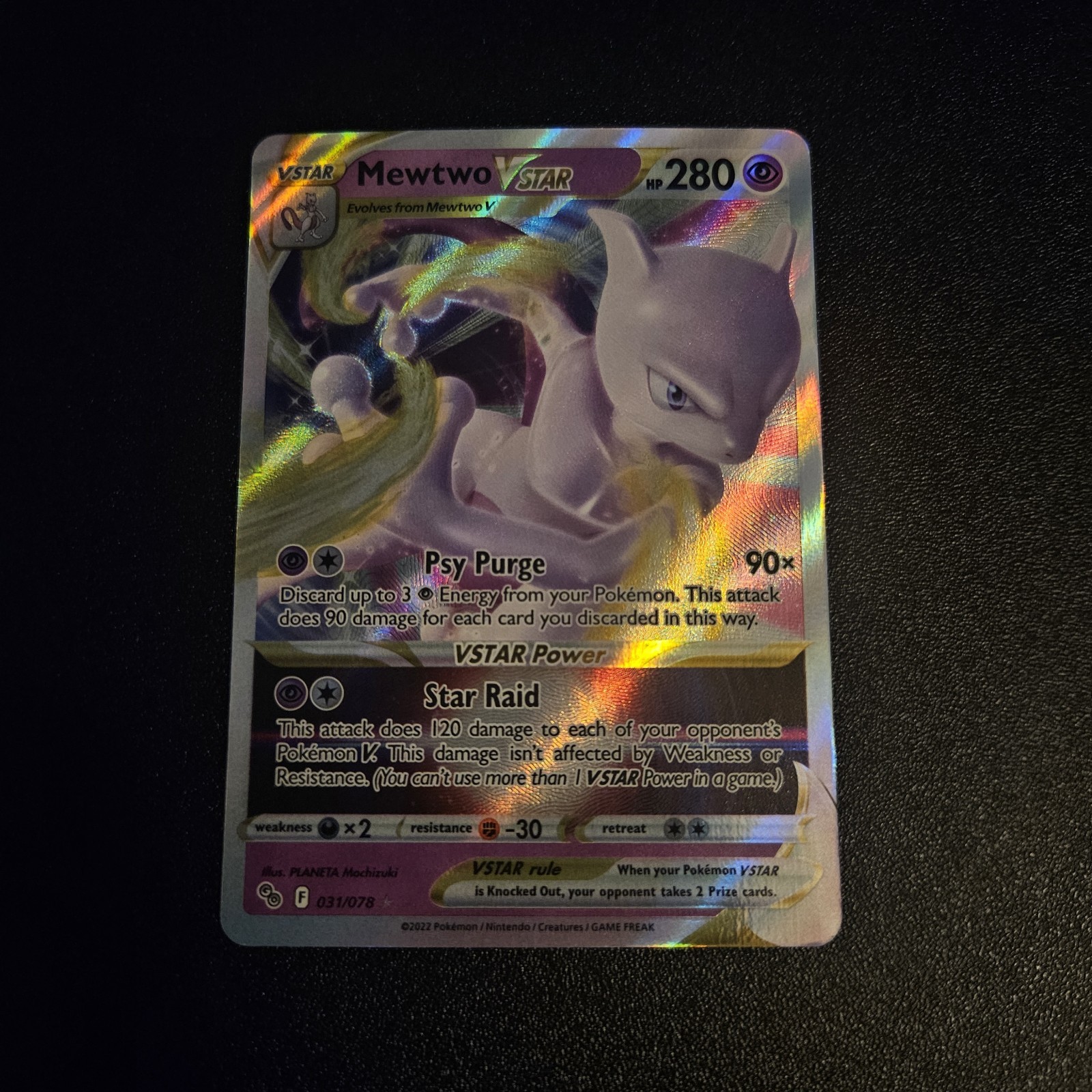 Pokémon TCG Mewtwo VSTAR Holo Ultra Rare Card 031/078 Pokemon Go