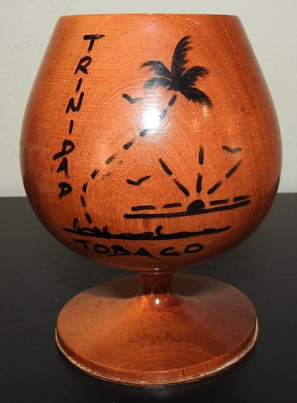 NEW Hand Turned Wooden Goblet Trinidad & Tobago Chalice Tiki Bar Deco w/tag