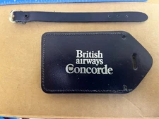 British Airways Concorde - Leather luggage tag 'Crown' era - heavy, high quality
