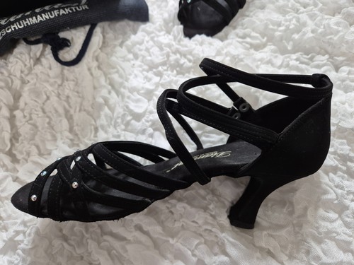 Diamant Tanzschuh Wildleder schwarz, Gr. 6 / 6 ½  (39 / 39,5) mit Strass - Bild 4 von 10