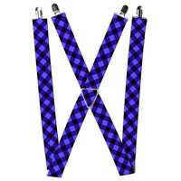Buckle-Down Suspenders, Diagonal Buffalo Plaid Black Blue 1.5-Inch W (Us Import)