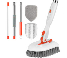 3-in-1 Shower Scrubber Cleaning Brush 52" Adjustable Long Handle Tub Tile Wall C