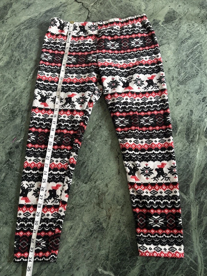 NOBO Navidad Leggins Pantalones Talla XL SW Rojo Negro Franela Gráfico Cálido Acogedor Foto 2 de 4