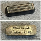 Midas Metals 1 oz .999+ Fine Vintage Silver Bar