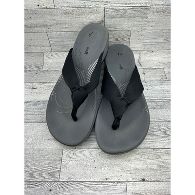 Clarks Cloudsteppers Arla Glison Women 10M Black Grey Flip Flop Sandals 26124905
