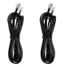 2 Pack RJ12 Cable 10FT 6P6C Male to Male Straight Wired Phone Cord Black