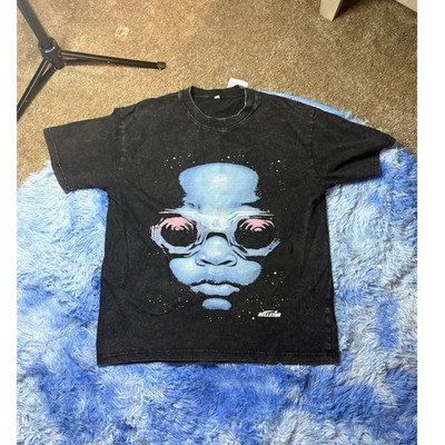 HELLSTAR The Future Is Graphic Print Crew Neck Cotton Double-Sided Black T-Shirt