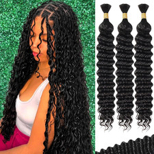 22 Inch Human Braiding Hair for Boho Braids Deep Wave Bulk Human Hair 100 Unpro
