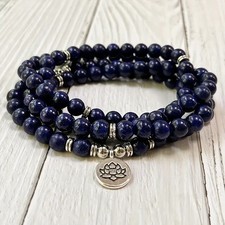 108 Mala Beads Prayer Lapis Lazuli Necklace Yoga Meditation Healing Bracelet