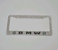 Bling -BMW- License Plate Frame Custom Diamond  Rhinestone Metal Base