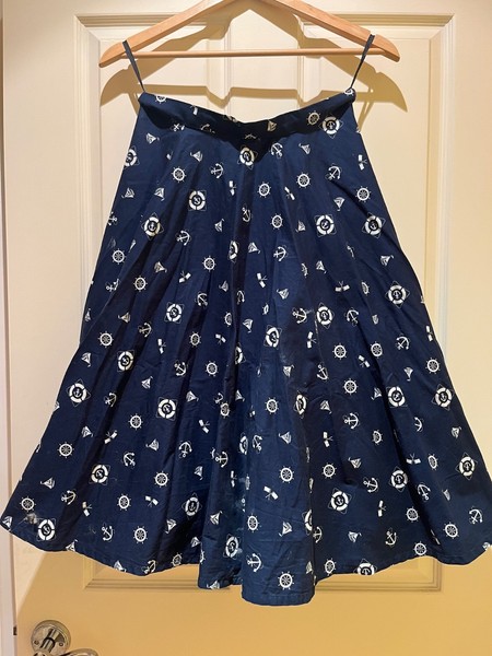 Vintage Retro 50s A Line nautical Circle skirt S