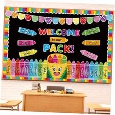 81Pcs Welcome Back to School Bulletin Board Decorations Set, Colorful Crayon