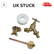 Garden Tap Outside Tap Kit With Brass Wall Plate Elbow or Through plate pipe 1/2