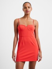 French Connection Whisper Corset-Neckline Sleeveless Red Dress Size 2 $128 SALE