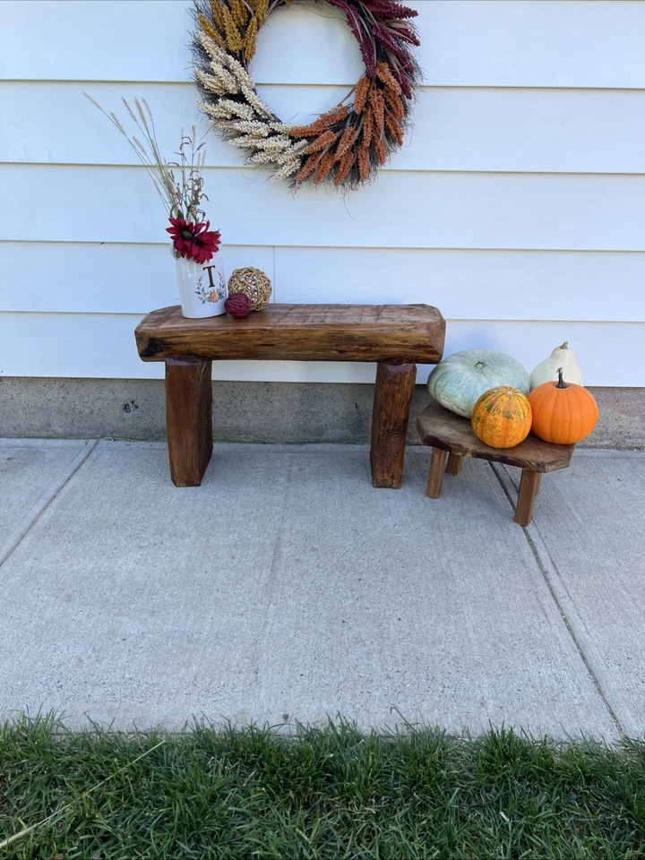 Rustic Log Cabin Log Bench Hand Made In Wa State - Image 2 of 4