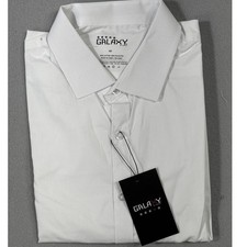 Galaxy by Harvic Mens Long Sleeve Solid Slim Fit Dress Shirts - white Medium 48