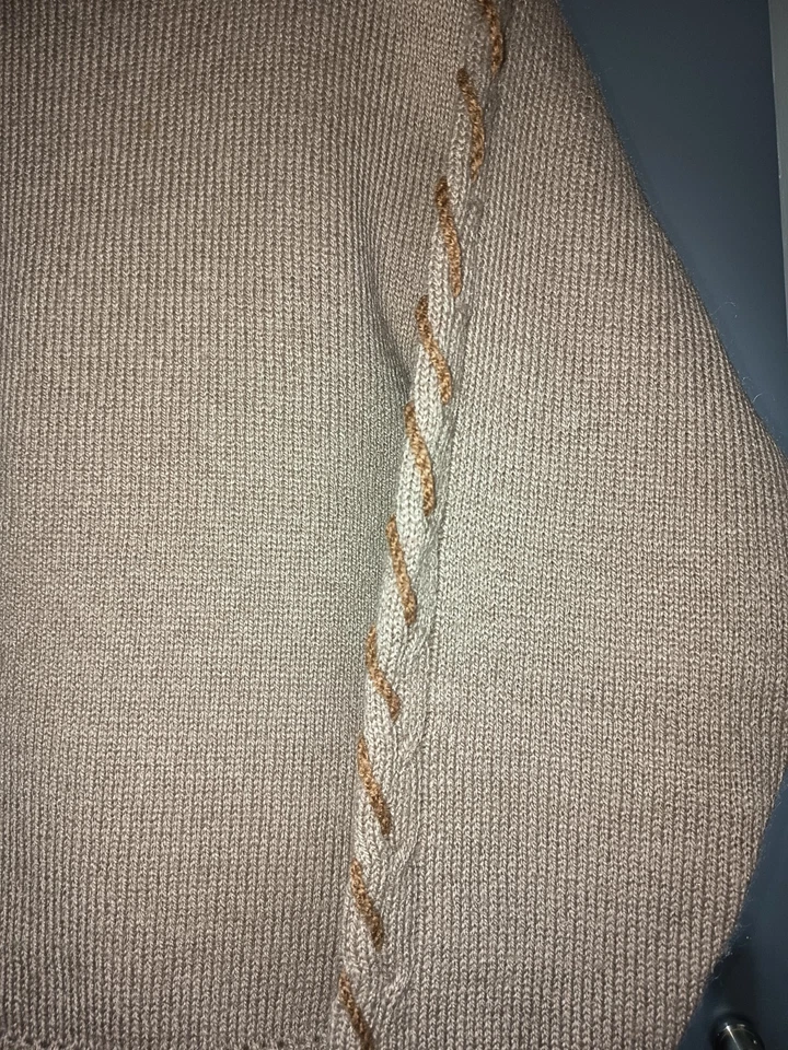 Einzelstück Pullover Wolle 100% Handgestrickt Beige M 38 neu Damenpullover - Bild 4 von 4