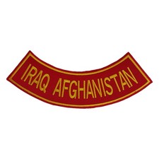 IRAQ AFGHANISTAN Veteran Rocker Patch - 10" x 2.5" Large Red Gold Biker Vest
